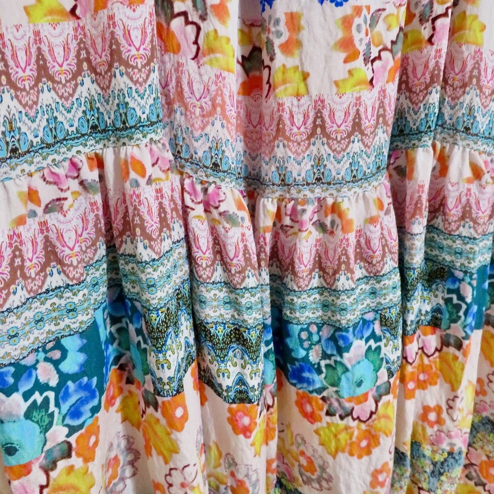 Anthropologie Lined Tiered Sleeveless Floral Maxi Dress Perfect 1X - Picture 7 of 11